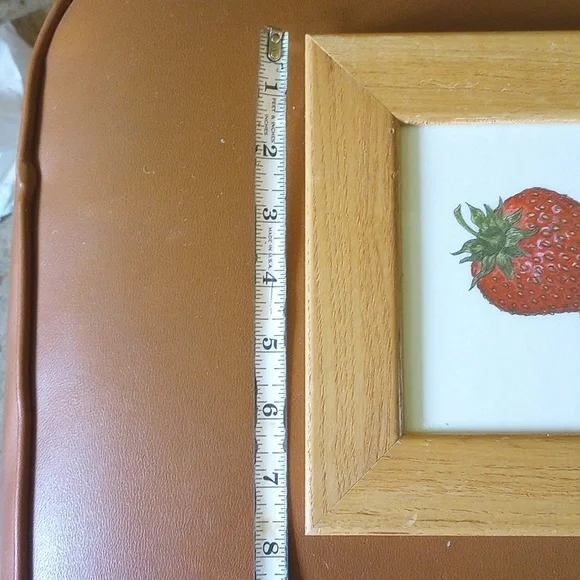 Vintage "Strawberries" Art Print by Marty Fzne. Oak Frame w/ Glass - Picture 4 of 5